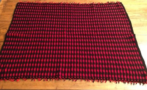 Lap Blanket - Hand Crocheted - Red and Black Stripes