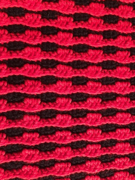 Lap Blanket - Hand Crocheted - Red and Black Stripes