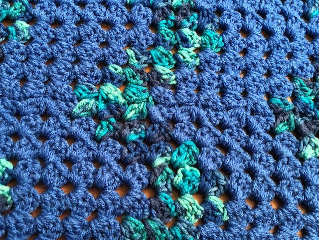 Lap Blanket - Hand retailer Crocheted - Blue with Blue, Teal, Navy Chevron Stripe