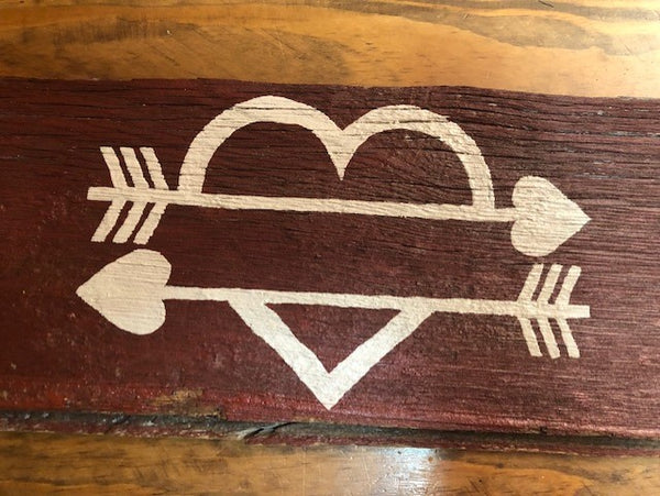 Rustic Barn Wood Sign - Valentine's Day Inspired - Heart with Arrows