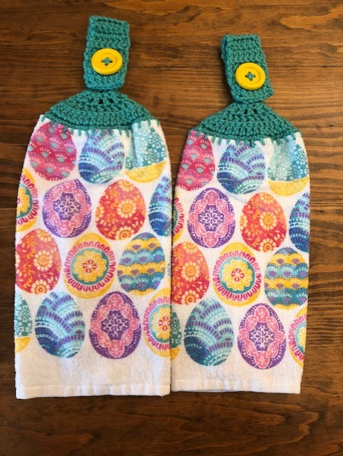 Hand Crocheted Hanging Towels - Easter Theme - Decorated Easter Eggs - Choose a Set of 2 or All Three Sets and Save!