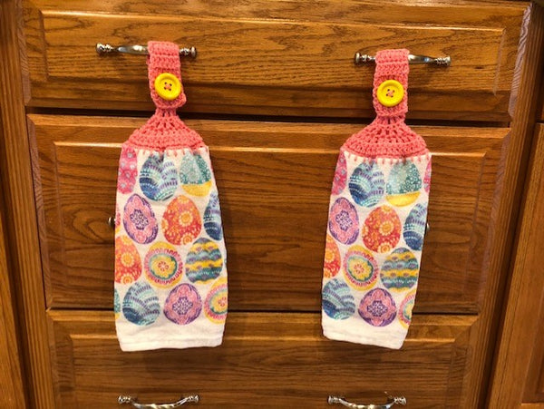 Hand Crocheted Hanging Towels - Easter Theme - Decorated Easter Eggs - Choose a Set of 2 or All Three Sets and Save!