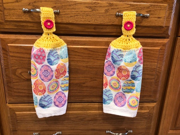 Hand Crocheted Hanging Towels - Easter Theme - Decorated Easter Eggs - Choose a Set of 2 or All Three Sets and Save!