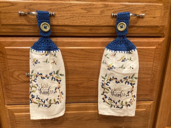 Fall/Thanksgiving Hanging Towels - "Give Thanks" - Set of 2