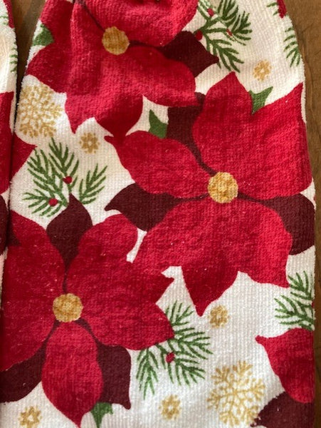 Christmas Hanging Towels - Poinsettia - Choose a Matching Set of 2 - Or Buy All 4 Sets and Save!