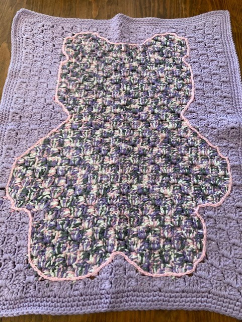 Specialty Blanket - Hand Crocheted - Purple - Bear Outline