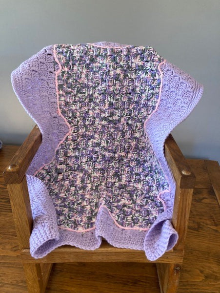 Specialty Blanket - Hand Crocheted - Purple - Bear Outline