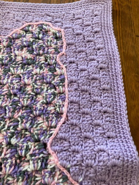 Specialty Blanket - Hand Crocheted - Purple - Bear Outline