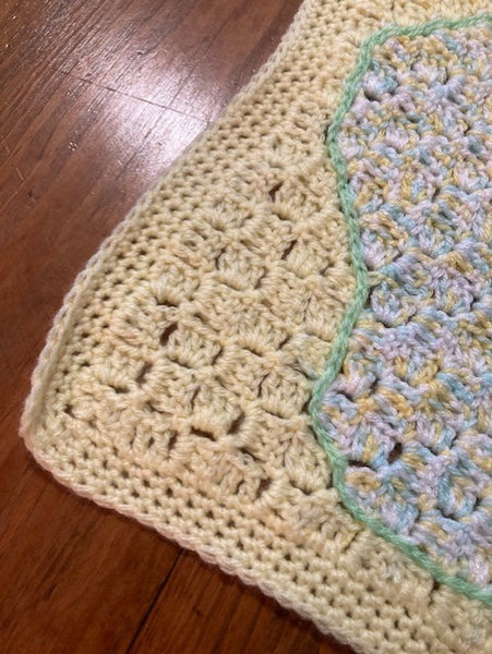 Specialty Blanket - Hand Crocheted - Yellow/Green - Bear Outline