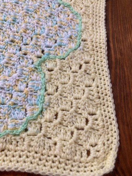 Specialty Blanket - Hand Crocheted - Yellow/Green - Bear Outline