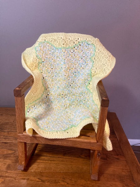 Specialty Blanket - Hand Crocheted - Yellow/Green - Bear Outline