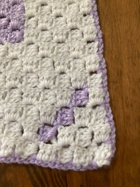 Specialty Blanket - Hand Crocheted - Purple/Gray/White - Butterfly