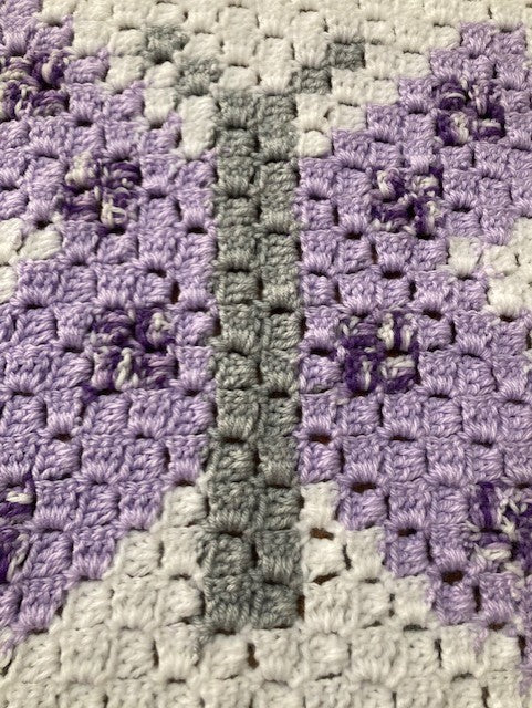 Afghan crochet knitted blanket discount shades of purples/pink/gray