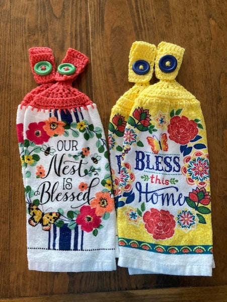 Hanging Towels with Phrases - "Our Nest is Blessed" & " Bless this Home" - Choose a Set of 2 or Purchase Both Sets and Save!