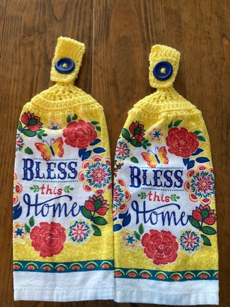 Hanging Towels with Phrases - "Our Nest is Blessed" & " Bless this Home" - Choose a Set of 2 or Purchase Both Sets and Save!