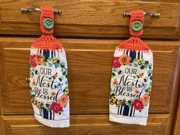 Hanging Towels with Phrases - "Our Nest is Blessed" & " Bless this Home" - Choose a Set of 2 or Purchase Both Sets and Save!