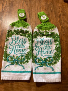 St Patrick's Day Hanging Towels - Bless This Home - Set of 2