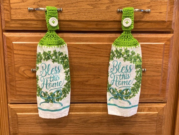 St Patrick's Day Hanging Towels - Bless This Home - Set of 2